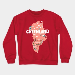 Greenland illustrated map Crewneck Sweatshirt